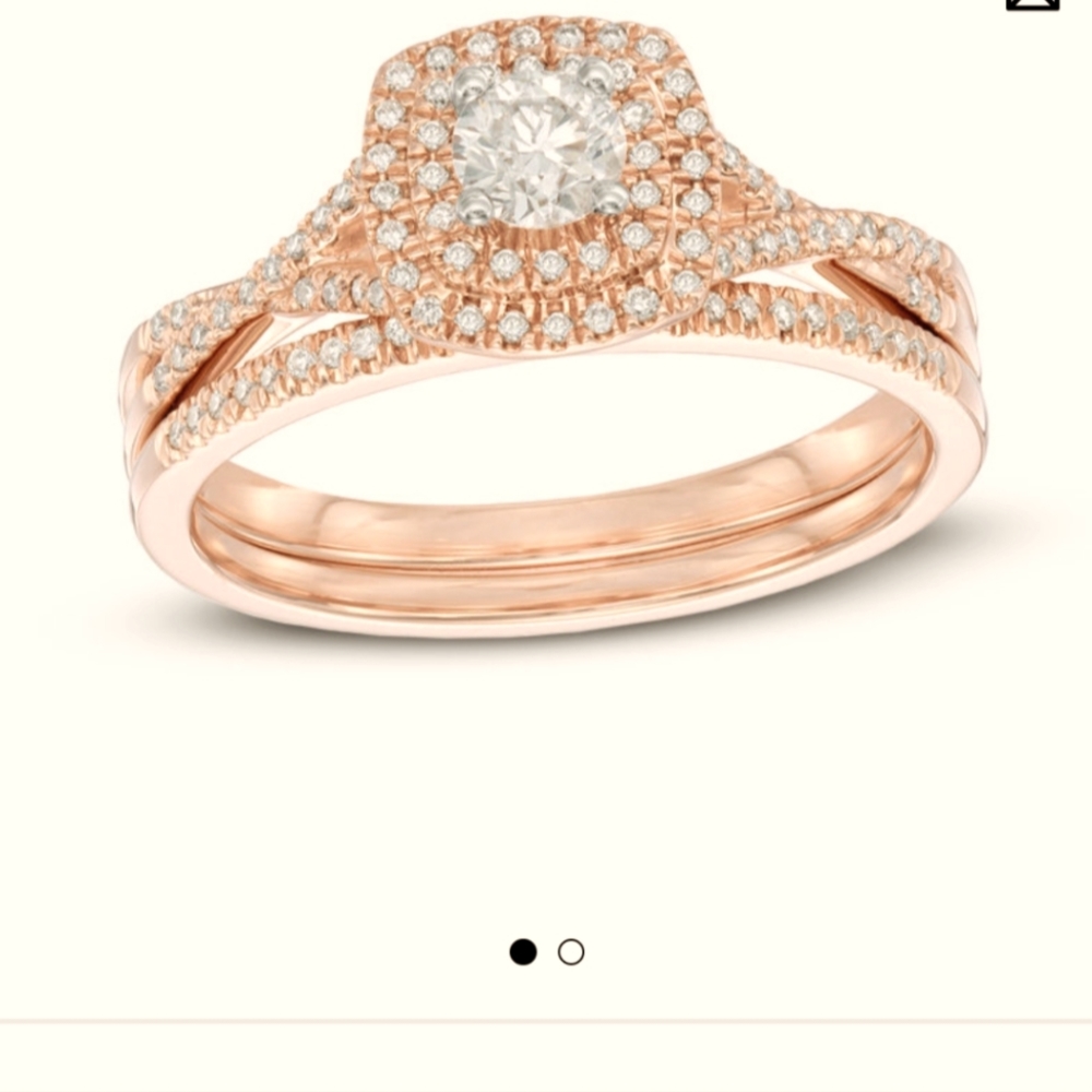 Halo Rose Gold Wedding set